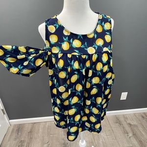 Blue Rain Shirt Lemons Navy Size Small C1
